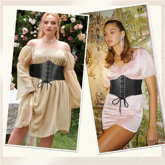 Women’s Elastic Lace-Up Corset Belt: Tied Waspie Costume Accessory - Picture 4 of 7